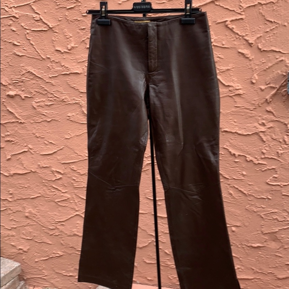 Brown leather pants